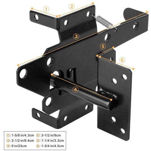 Self-Locking Gate Latch for Wooden Fence, Heavy Duty Post Mount Automatic Gate Lock Gravity Door Latch Hardware Wood/Vinyl Fence Gate Lock for Secure Pool/Yard/Garden,Black
