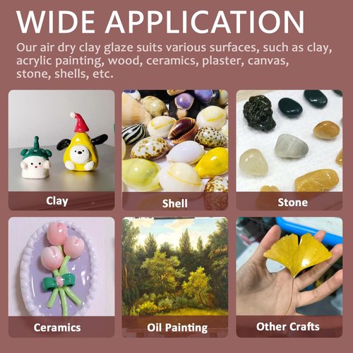 Air Dry Clay Varnish Set with 2 Brushes and 2 Dishes, 50ML x 2 Acrylic Glaze, Clear Clay Glaze Used to Prevent Clay Cracking, Scratches, and Wear, Having a Gloss Glaze Effect (Gloss)