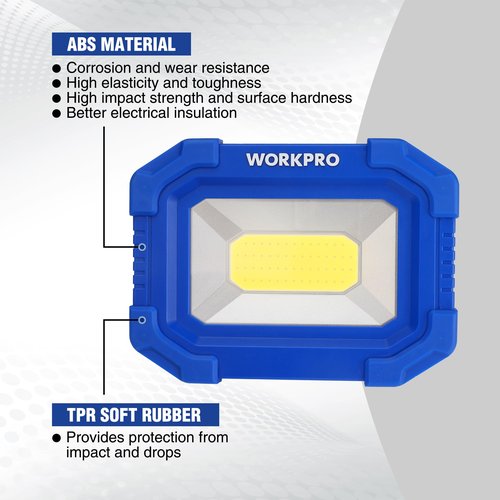WORKPRO LED Work Light, Rechargeable Magnetic Work Lights with Stand, Portable, Waterproof, 2000LM COB Flood Light for Camping, Fishing, Car Repair, Job Site Lighting, Hiking, 4 Modes, 2 Pack