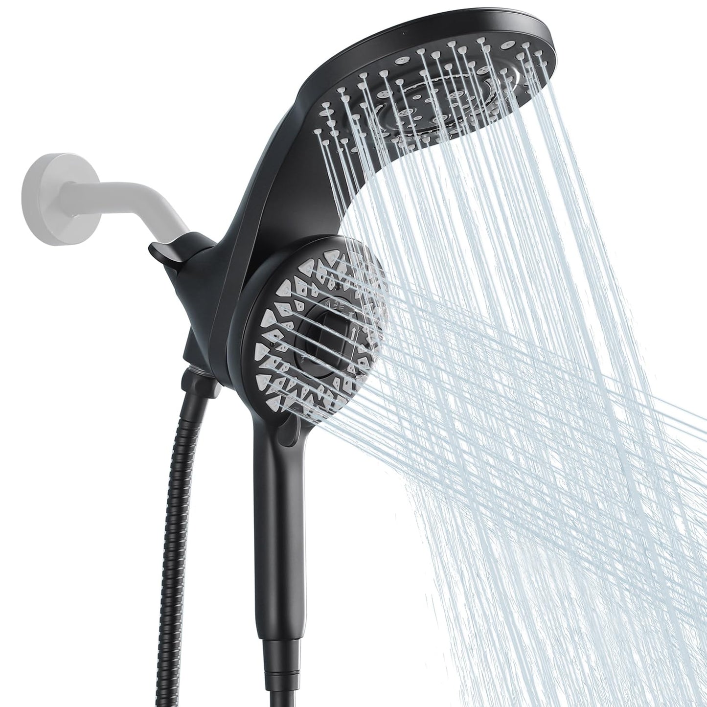 High Pressure Rain Shower Head with Handheld Spray Combo Fixed Showerhead Dual Shower Head Set 10 Sprays Detachable Hand Held Showerheads Built-in Magnetic System Matte Black
