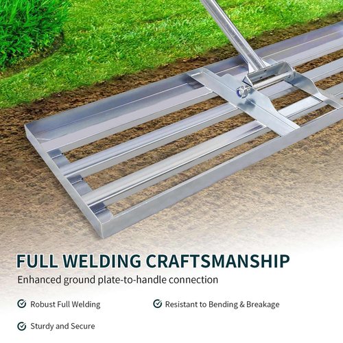 Professional Grade Lawn Leveling Rake – 30"x10" Stainless Steel Head with 78" Adjustable Handle – Heavy-Duty Soil Leveler for Lawn, Garden, and Golf Course Maintenance
