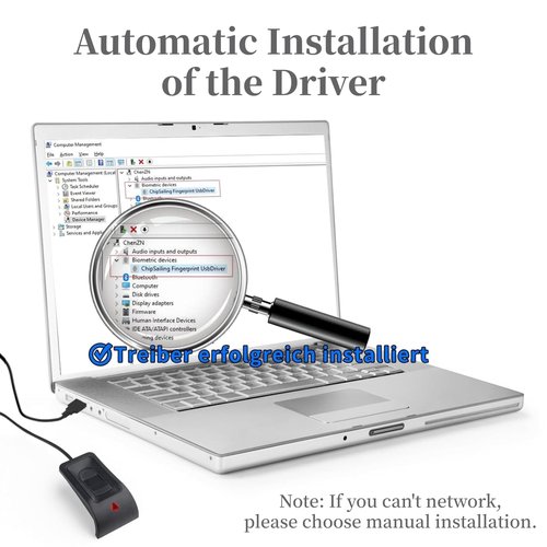 Desktop USB Fingerprint Reader, Computer Fingerprint Key Reader, USB Security Key with Extension Cable for Windows, Auto Calibration Recognition, Password