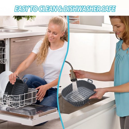 Komzon Silicone Air Fryer Liners Reusable 3 PCS, Airfryer Liners, Silicone Air Fryer Basket Liners Square, Food Grade AirFryer Accessories 4-7 QT, Ktchen Gadgets for Pot Oven Liner Baking Tray Pan