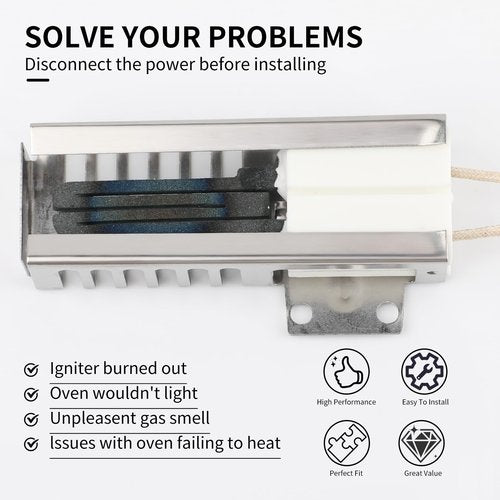 DG94-00520A Gas Range Oven Igniter Compatible with Sam-sung NX58H5600SS NX58h9500WS NX58K3310SS, Replacement with G-E Whir-lpool Hotp-oint 2692271 AP5577941 WB13K21 Norton 501A Ignitor