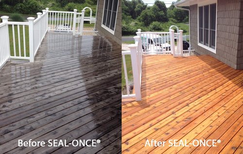 Seal-Once Nano+Poly Penetrating Wood Sealer with Polyurethane - Premium Waterproof Sealant -1 Gallon & Light Brown
