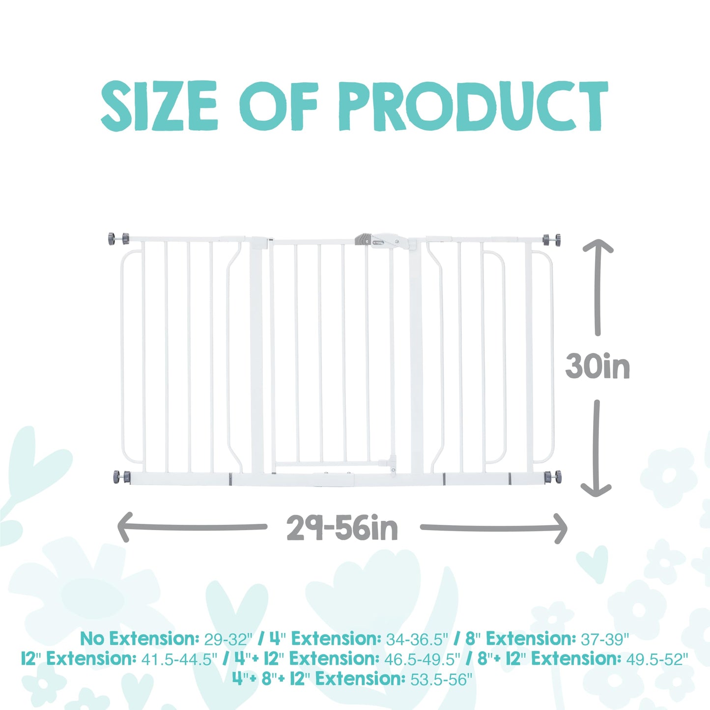 Regalo Safety 29-56" Extra Wide Baby Gate for Doorways & Bottom of Stairs, Pressure Mounted Baby Gate with Door for Babies, Toddlers & Pets, Tested & Safe for 30 Years, American Designed and Owned