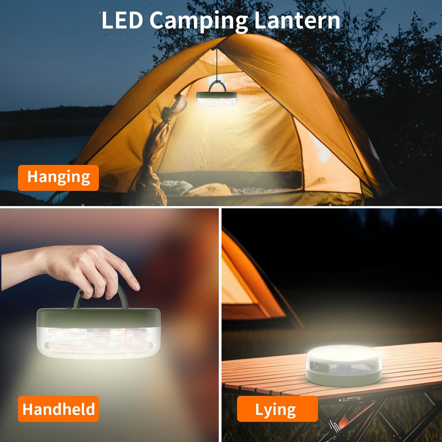 Phylosal Camping String Lights, Camping Essentials 2 in 1 Quick Storage 32.8FT Rechargeable Waterproof Tent Lights with with 6 Modes, Portable LED Hanging Light for Outdoor Patio Awning Garden Party