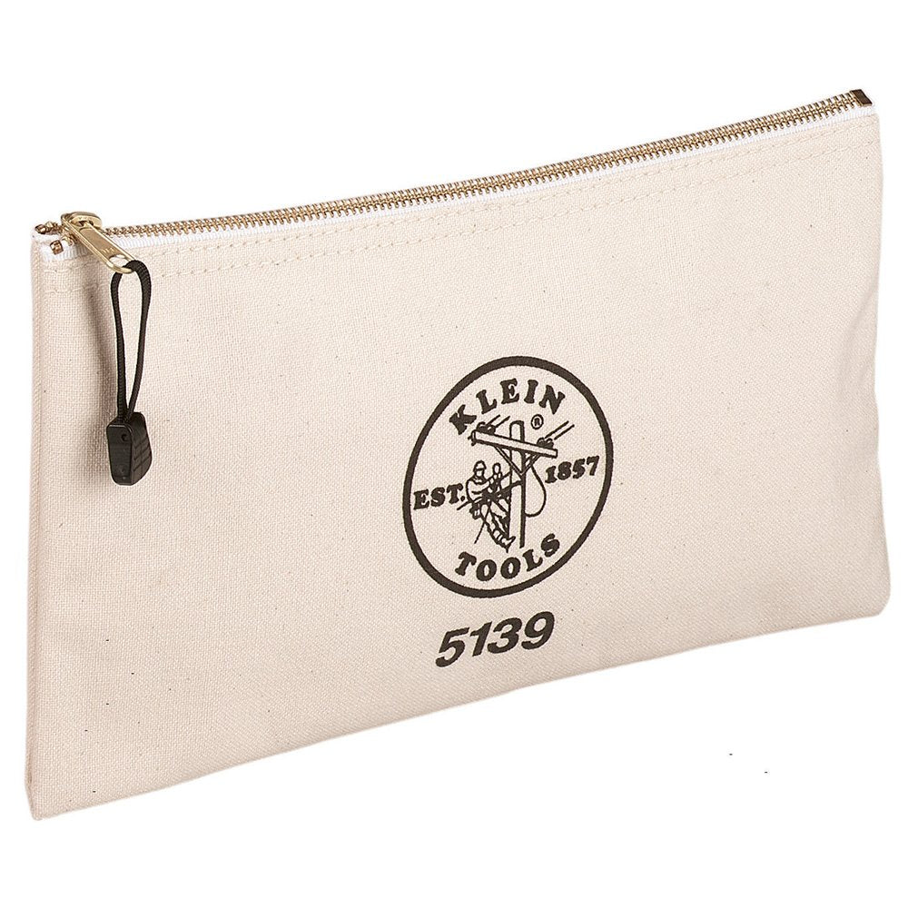 KLEIN TOOLS Zipper Bag, Canvas Tool Pouch with Heavy Duty Brass Zipper Close