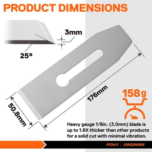 JORGENSEN No.4 Wood Planer Blade - for No.4 Smooth Plane, Professional Level O1 Steel, High Hardness & Long Edge Retention, 3mm Thickness Replacement Blade