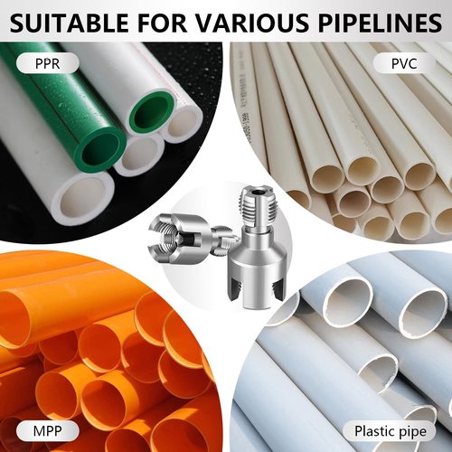 Integrated Internal & External Pipe Threading Tool, Pipe Thread Cutting Tool, Electric Drill Compatible PVC Pipe Threader Kit, Pipe Sizes Rethreading Tool (1/2"+3/4")