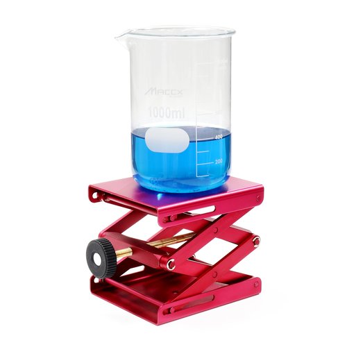 Maccx Lab Support Jack, Red Color, Aluminum Table, Dim of Platform 4.8"x5.5" Max. Height up to 9.5", LSJ140-001