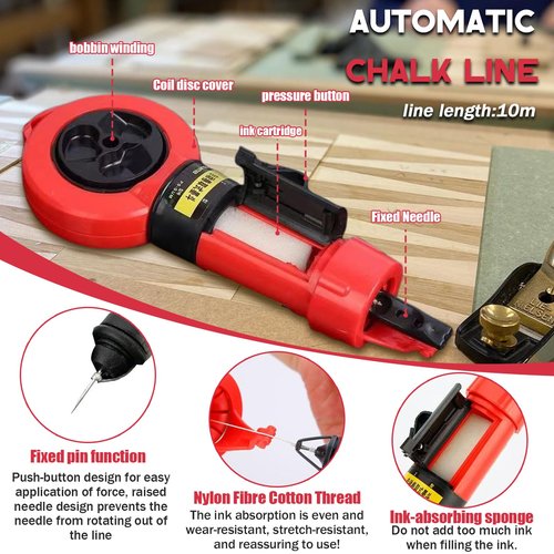 Pcmursal Chalk String Line Markers, Woodworking Line Marker, Chalk Box Carpenter for Woodworking Carpenter Tool