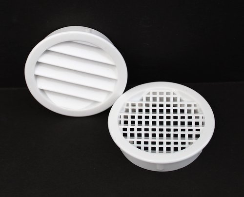 2" Round Plastic Louver Soffit Air Vent Reptile Screen Grille Cover Multiple Colors/Quantities (6, White)