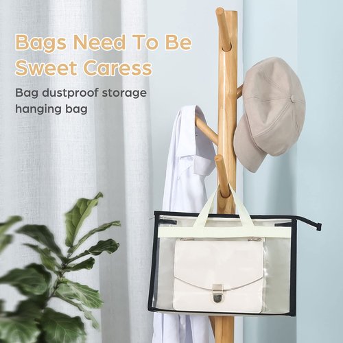 Interesse 9 Pack Dust Bags for Handbags, Clear Handbag Storage, Purse Storage Organizer for Closet, Purse Cover Hanging Closet Organizer with Zipper