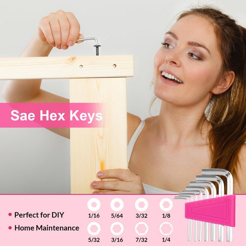 THINKWORK Pink Tool Set - 40 Piece General Household Hand Tool Kit with Storage Toolbox, Small Basic Tool Set Perfect for DIY, Home, Office, Garage and College Dormitory Use - Christmas Gift for Women