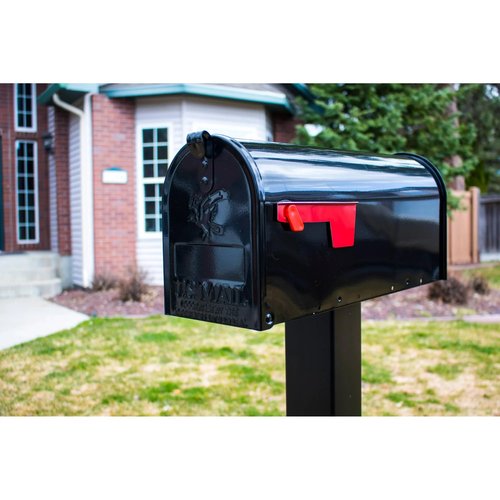 Black Galvanized Steel Medium Post-Mounted Mailbox - Curbside Mailbox