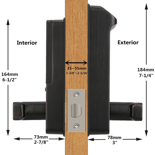 Harfo Fingerprint Door Lock, Heavy Duty Full APP Control Touchscreen Keypad Keyless Lock with Reversible Handle, Perfect for Home/Office/Bedroom Doors (Aged Bronze)