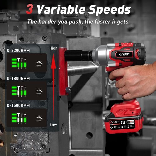 Avrhit Cordless Impact Wrench 1/2 Inch, 1300Nm / 960ft-lbs High Torque Impact Gun with 2x 4.0Ah Batteries, 5 Sockets Electric Impact Driver for Car/Truck RV/Mower