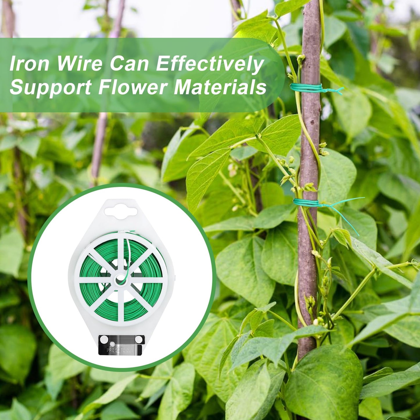 Iniscape 328FT Garden Twist Tie Wire – with Built-in Cutter, Rustproof Flexible Binding Wire for Plants, Tomatoes, Vines – Multi-Purpose for Garden, Home, and Office Organization
