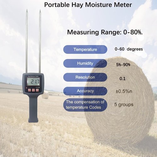 𝐔𝐩𝐠𝐫𝐚𝐝𝐞 TK100H Hay Moisture Tester Probe, Precision Hay Moisture Meter With Long Probe, Easy Measurement of Hay, Hay Moisture Meter, Preventing Spoilage And Mold, 5 Years Warranty