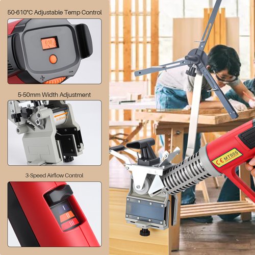 Helivivfy Edge Bander Woodworking Edge Banding Machine,110V Portable 2000W Edge Bander for Straight & Curved Edges, with Temperature Control