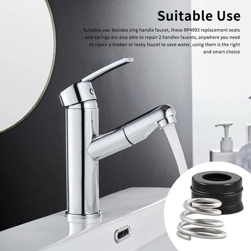 24 Pieces RP4993 Replacement Seats and Springs RP4993 Faucet Repair Seat Spring Kit, Faucet Stem Assembly Replacement Kit for Handle Faucets Repair (Black)