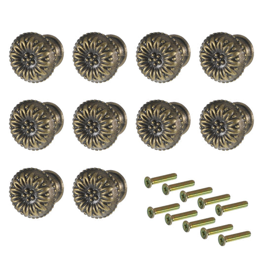 10pcs Mini Metal Jewelry Box Knobs, Vintage Flower Shape Cabinet Drawer Knobs Antique Jewelry Box Pulls Small Knob for Jewelrys Boxes Wood Case Drawer