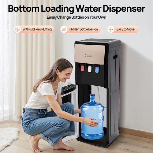 LKSNBDR Bottom Loading Water Dispenser, 5 Gallon Bottle Water Cooler Cold, 500W Floor Standing Water Cooler with 3 Temperature Options and Indicator Lights, for Both Home and Commercial Places