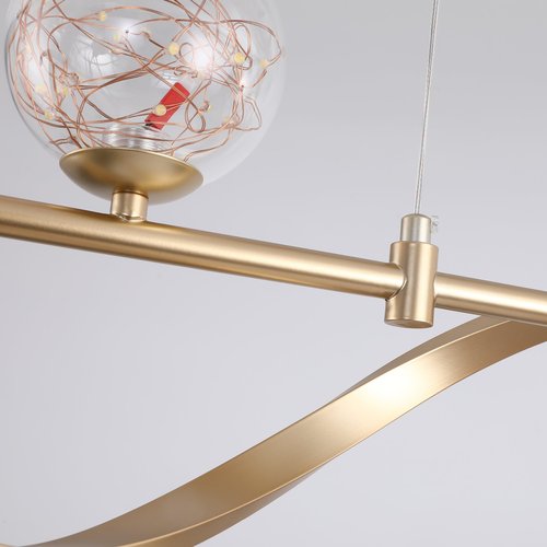Weibath 6-Light LED Linear Kitchen Island Lighting in Gold with Glass Globe Shade Dimmable Ceiling Light