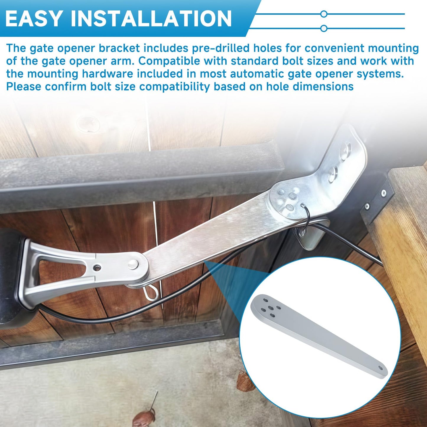 Cutetool FM148 Push to Open Gate Bracket Compatible with Mighty Mule Automatic Gate Openers, Heavy-Duty Solid Steel Electric Gate Opener Mounting Bracket