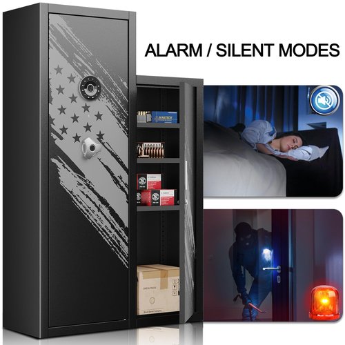 Gun Safe for Rifles and Pistols 8-12 Large Rifle Safe Gun Cabinet and Ammunition Cabinet with Quick-Access Lock Gun Locker with Adjustable Shelf for Handgun Shotgun Ammo