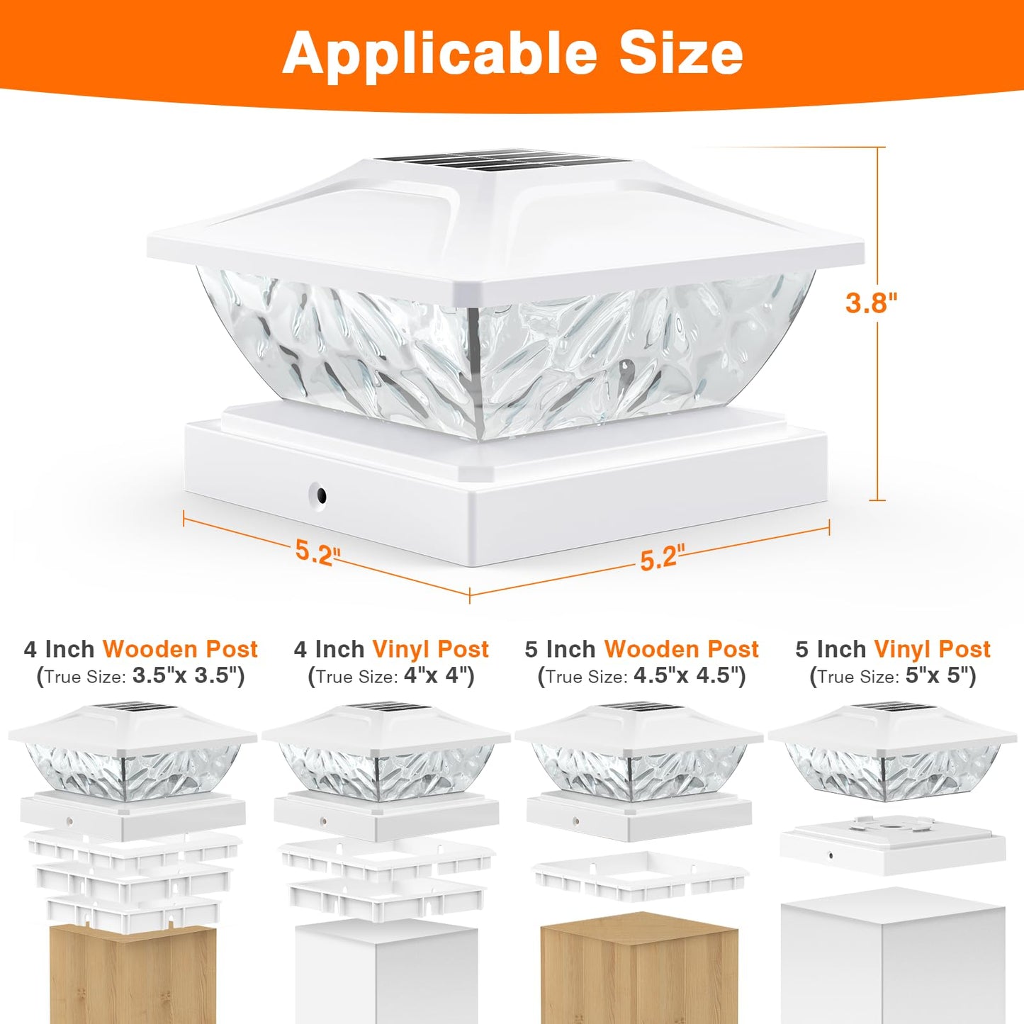ENSLI 12 Pack Solar Post Cap Lights, 2 Modes Bright Solar Post Lights Outdoor Waterproof, Outdoor Post Lights Solar Powered Deck Lights for 4x4 4.5x4.5 5x5 Posts for Garden Decor
