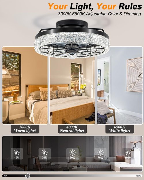 Disco Ceiling Fans with Lights,7 Color Disco Ball Modes, Flush Mount Low Profile Ceiling Fan with Light and Remote Control Dimmable 3 Color Reversible Motor 6 Speeds for Bedroom Living Room Party