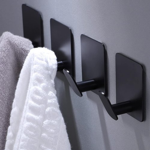 Adhesive Hooks Heavy Duty for Towel Coat Wall Hook Stick on Bathroom or Kitchen Easy Install 2 Pack