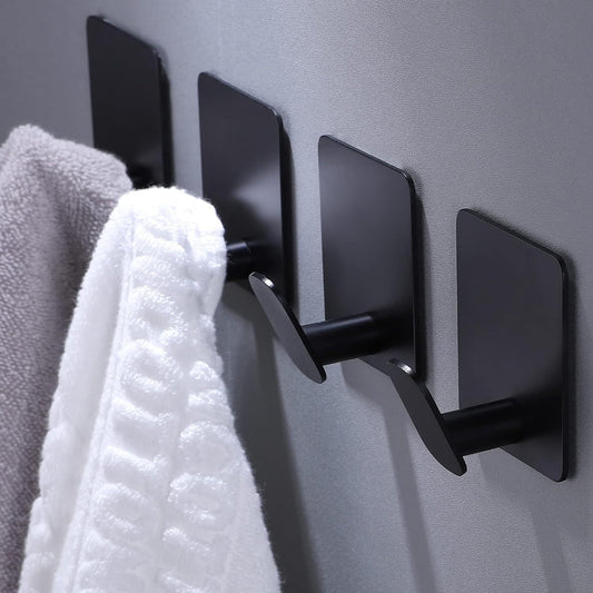 Adhesive Hooks Heavy Duty for Towel Coat Wall Hook Stick on Bathroom or Kitchen Easy Install 2 Pack