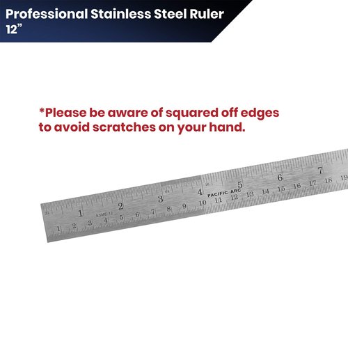 Pacific Arc 12 Inch Stainless Steel Ruler with Inch/Metric Conversion Table