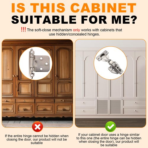 10 Pack Soft Close Cabinet Hinges with Double Sided Tape, Adjustable Soft Close Cabinet Door Damper Slow Close Hinges for Kitchen Cabinets