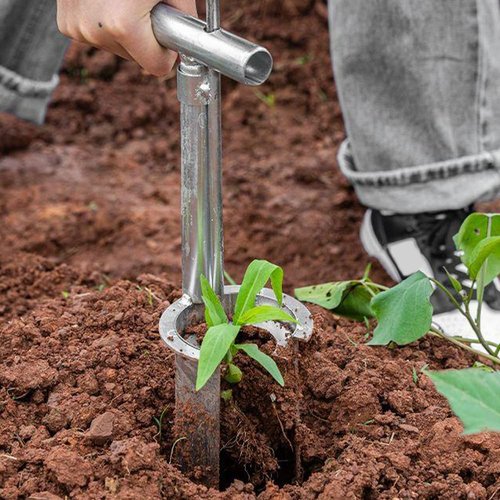 Bulb Planter Tool Stainless Steel, 2025 New Garden Seedling Transplanter, Easy Seed & Bulb Planting Tool for Flowers, Vegetables, Fruit Trees, Heavy-Duty Garden Hand Tool (1PC)