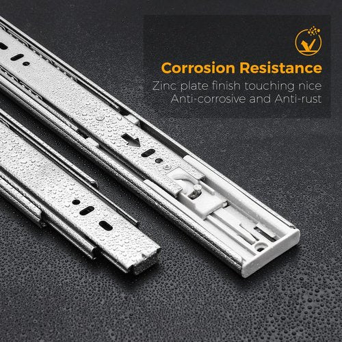 22 Inches Drawer Slides - 10 Pairs Soft Close Drawer Slides Heavy Duty Side Mount Ball Bearing Brushed Nickel Drawer Rails with Mounting Brackets, Silver
