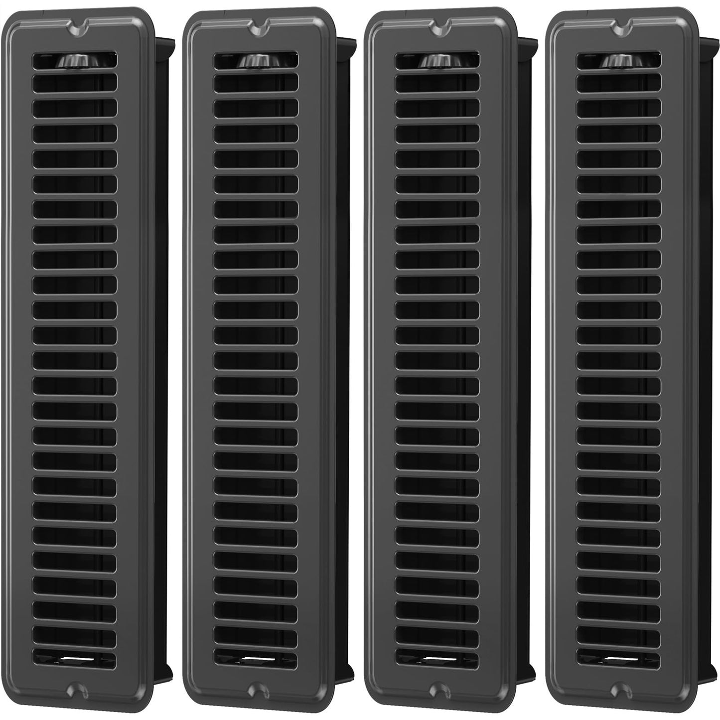 2x14 Floor Register, Matte Black Vent Cover 4 Pack, Heavy Duty Steel Walkable Floor Vents, Floor Register Vents with Easy Adjust Air Supply Lever, Rust Proof Finish Registers Grilles