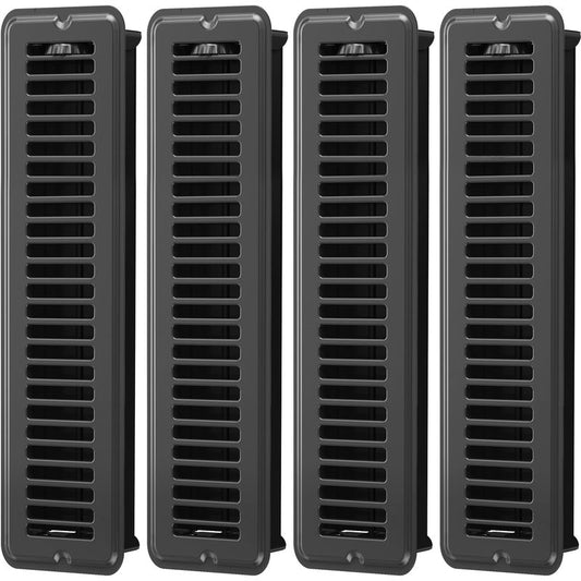 2x14 Floor Register, Matte Black Vent Cover 4 Pack, Heavy Duty Steel Walkable Floor Vents, Floor Register Vents with Easy Adjust Air Supply Lever, Rust Proof Finish Registers Grilles