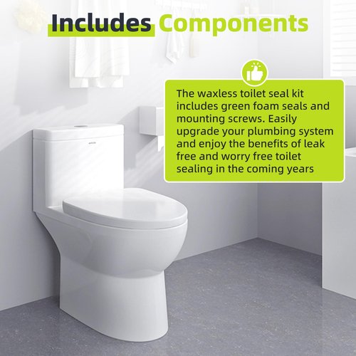 Waxless Toilet Gasket, Flexible Foam Ring Toilet Seal Kit Bathroom Toilet Accessories