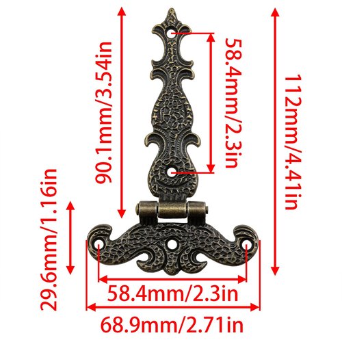 Dsjnf Antique Bronze Decorative Door Hinge for Window Cabinet Closet Door Wooden Box Jewelry Box with Screws 4PCS (Bronze)
