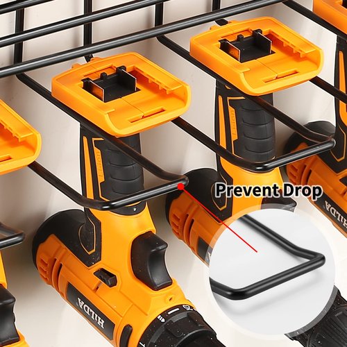 YueTong Power Tool Organizer for Tool Storage,Drill Holer Wall Mount,Storage Rack for Garage Organization, Wall Organizer with Shelf,Heavy Duty for Lifetime Use(2 Pack Black)