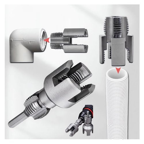 2 in 1 Integrated Internal & External Pipe Threading Tool 1/2 3/4 1 Npt 2025 Front Before PVC Pipe Re Threader Tool Electric Drill Thread Size Maker Kit for Plastic PPR Pipe Tap Die Set (3/4")