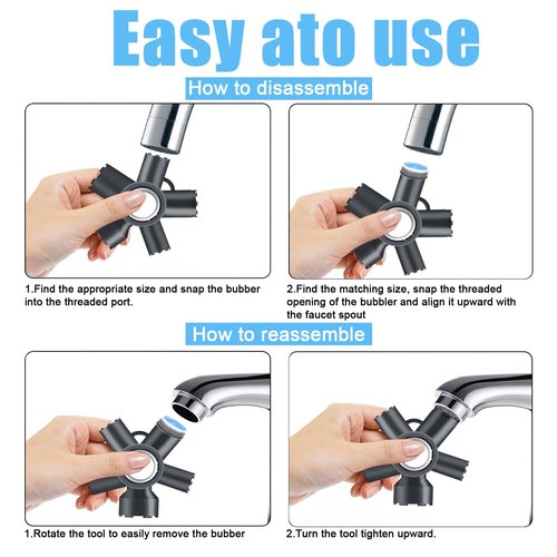 10-in-1 Faucet Aerator Removal Tool Kit, Heavy-duty Sink Aerator Removal Tool Fits M16.5 M18.5 M21.5 M22 M24 M28 TT TF STD TJ Sizes, Faucet Rmoval Tool for Home Repair and Plumbing