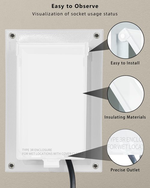 Electrical Box Replacement Cover, DBVC-1 Extra Duty Replacement for All-Weather Use, Type 3r Enclosure Cover for Wet Locations Can be adapted to DBVR1C/DBVS1C/60VC, Improve Electricity Safety