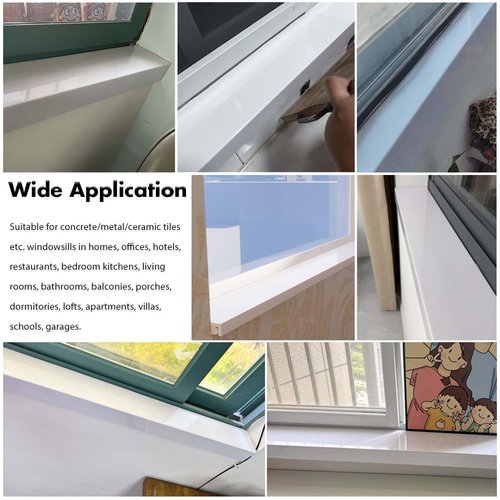 SXSJMY White Window Sill Protector 48 inch Wide, 4 inch Deep Waterproof PVC Window Sills Cover Board, Cuttable Windows Replacement Plate for Decor
