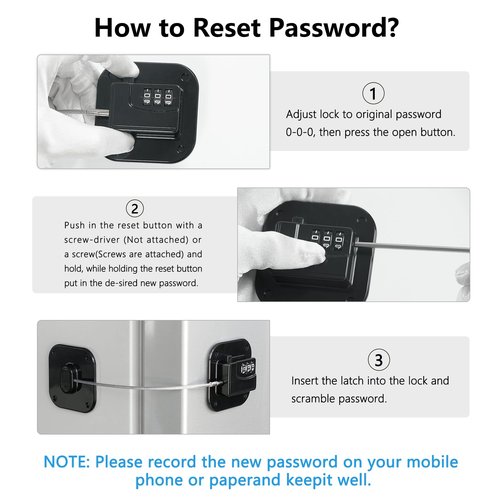 Refrigerator Lock, Heavy Duty Fridge Lock, Combination Lock for Refrigerator Cabinets, Drawers, Safety, Easy Install No Keys Needed (Black-2Pack)