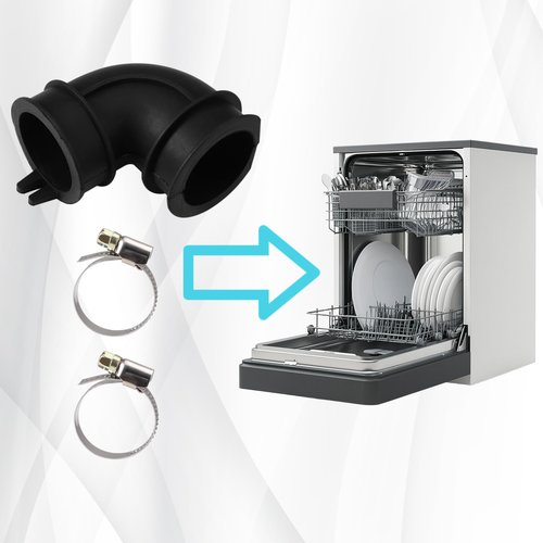 WD24X33918 Dishwasher Elbow Hose, Drain Circulation Sump Pump Hose with Clamps Kit Compatible with GE Dishwashers